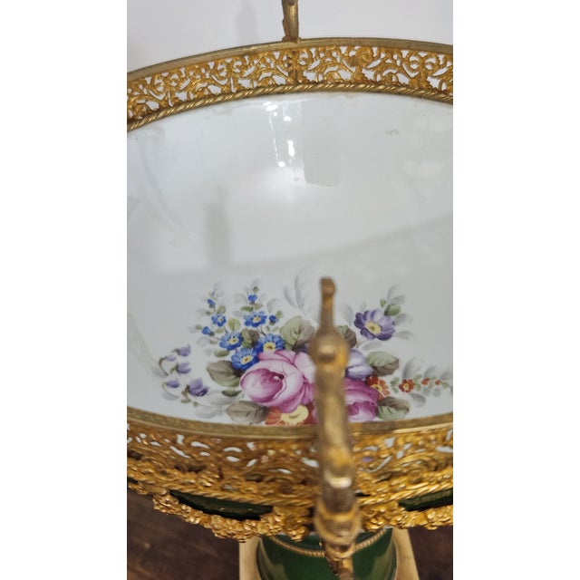 Mid-20th Century French P. Limoges Hand-Painted Porcelain & Gilt-Metal Pedestal Centerpiece Bowl For Sale - Image 12 of 18