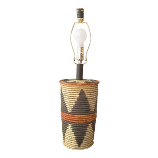 Late 20th Century Southwestern Tribal Style Basket Lamp For Sale