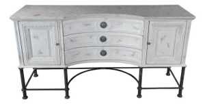 Vintage Jeffco French Louis XV Style White Marble Top Buffet Sideboard Credenza