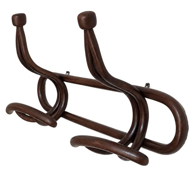 Italian Art Nouveau Walnut Wall Coat Rack For Sale - Image 9 of 9