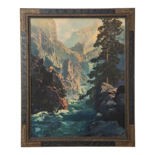 Maxfield Parrish Print Spirit of Industry Royal Gorge of the Colorado Reinthal Newman 1923 Original Frame For Sale