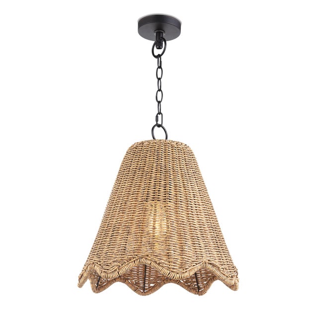 Brown Regina Andrew Summer Scalloped Rattan Outdoor Pendant, Small For Sale - Image 8 of 8