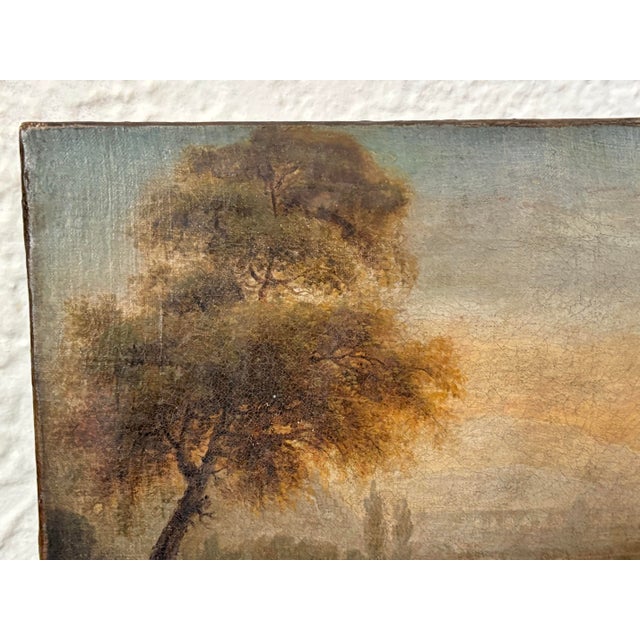 18th Century Small 17th or 18th Century Idyllic Landscape, After Claude Lorrain For Sale - Image 5 of 11
