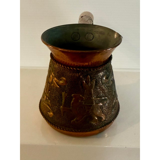 Wood Vintage 1970s Armenian Copper Miniature Cezve / Coffee Pot With Cyrillic “Армения” Inscription For Sale - Image 7 of 12