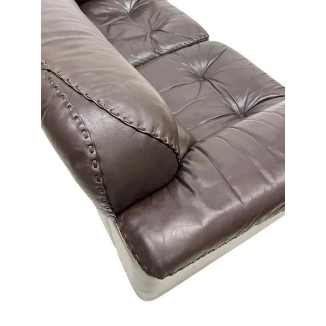 1970s Set of Ds-101 2-Seater Sofa and Ottoman in Brown Leather from de Sede, 1970s For Sale - Image 5 of 9