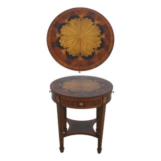 Maitland Smith Inlaid Floral Occasional Lamp Table For Sale