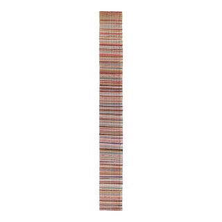 Rug & Kilim’s Oversized Flat Weave Runner in Pink & Colorful Plaid Pattern For Sale