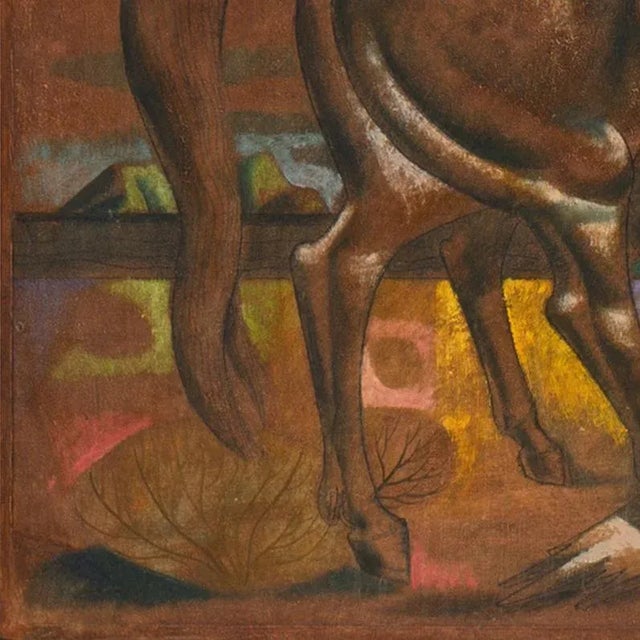 'Mare and Foal' by Leon D'Usseau, Equestrian Modernist Oil, Chouinard, Los Angeles County Museum of Art, Metropolitan Museum For Sale In Monterey, CA - Image 6 of 12