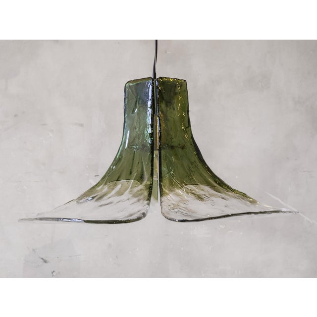 Flower-Shaped Green Murano Glass Hanging Lamp, 1960s For Sale - Image 4 of 12