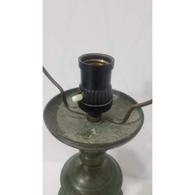 1950s Regency Japanese Verdigris Brass Marbro Style Table Lamps - a Pair For Sale - Image 9 of 12