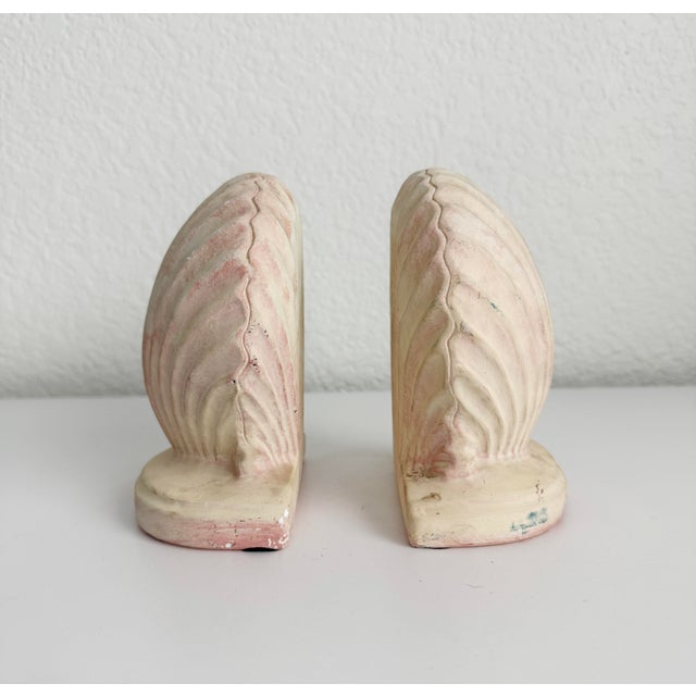 Hollywood Regency Late 20th Century Plaster Seashell Bookends- A Pair For Sale - Image 3 of 6