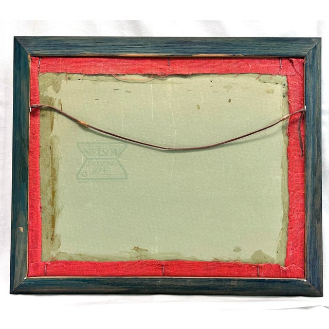 Blue 1970s Nautical Folk Art Sailboat Seascape Painting – Framed Coastal Wall Art For Sale - Image 8 of 9