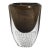 Hand-Blown Modern Murano Vase in Black / Clear With 24-Karat Gold Flecks and Bubbles For Sale