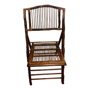 1990s Vintage Tortoiseshell Finish Bamboo Folding Chair