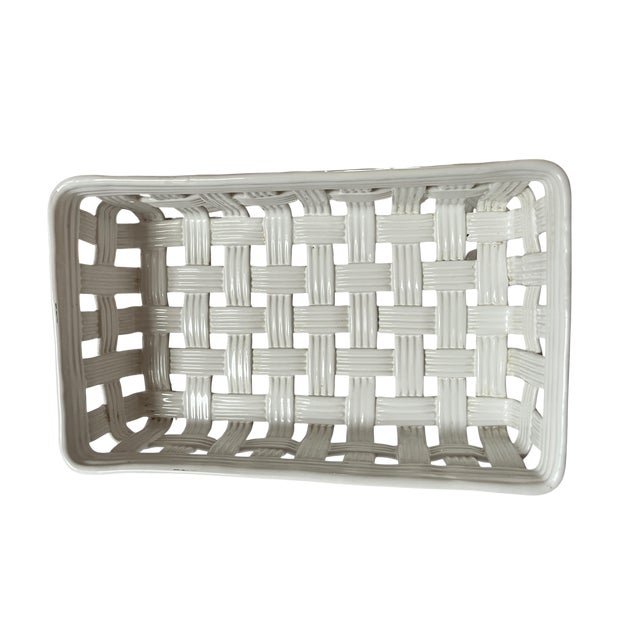 1980s 1980s Handmade Italian Ceramic Basket Weave Serving Trays by Neuwirth - a Pair For Sale - Image 5 of 10