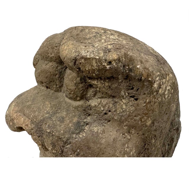 Stone Late 19th-Century Antique Chinese Carved Stone Heracles Head For Sale - Image 7 of 14