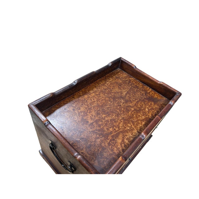 Oriental Small Drawer Burl Pattern Accent Treasure Chest Box For Sale In San Francisco - Image 6 of 8