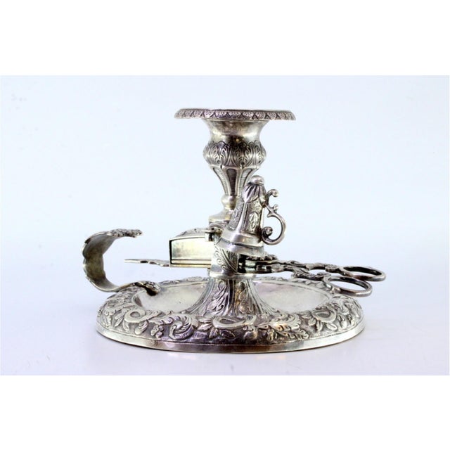 Metal Silver Paddle with Embossed Scissors For Sale - Image 7 of 8