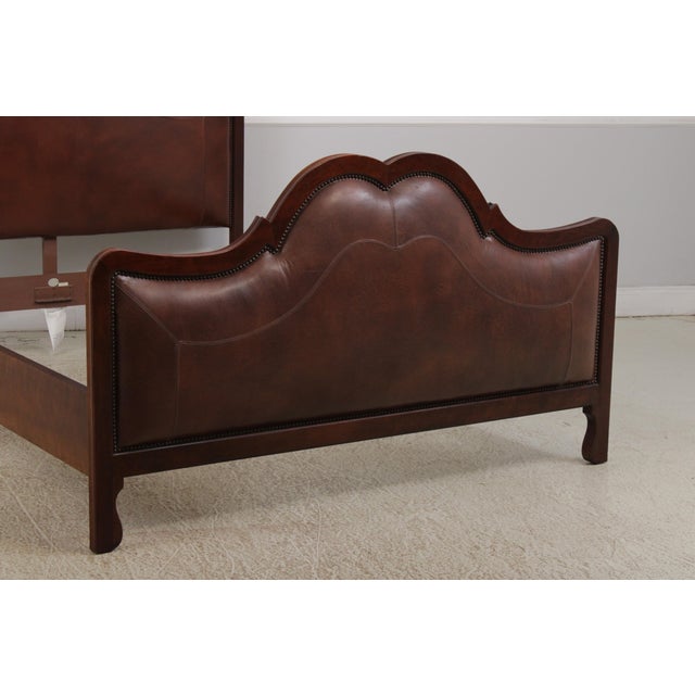 Baker Queen Size Leather Panel Bed For Sale - Image 9 of 15