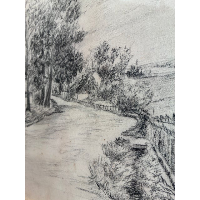Vintage Original Farmhouse Drawing, 1934 Cottage Countryside Art For Sale - Image 6 of 10