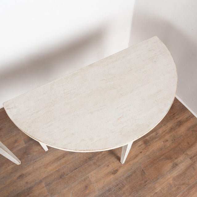 19th Century Swedish White Demi Lune Console Tables For Sale - Image 4 of 12