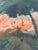 Wood Pair of Vintage Batik Lotus Paintings, Signed, Teal and Coral Wall Art For Sale - Image 7 of 11