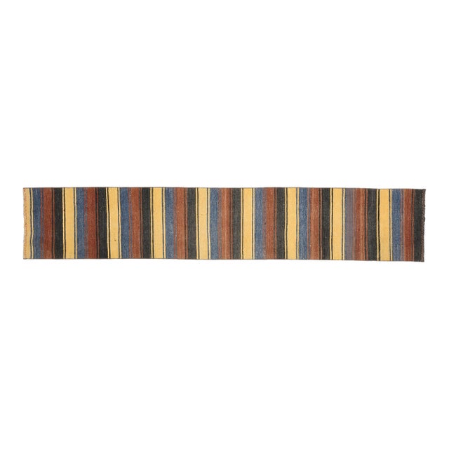 Striped Colorful Turkish Vintage Runner Rug Kilim For Sale