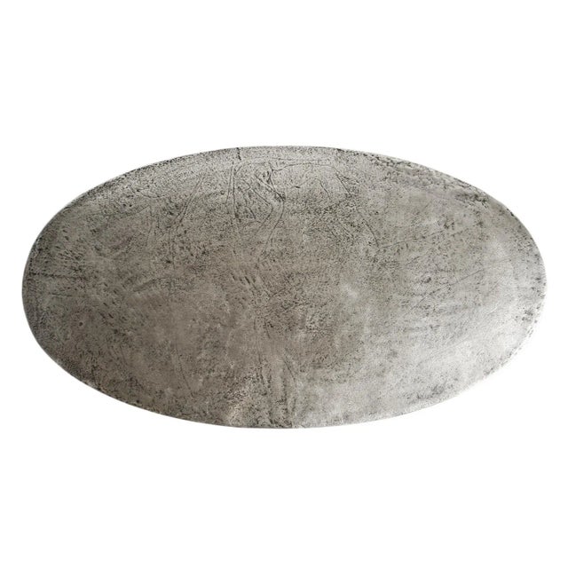 Silver Modern Oval Aged Nickel Coffee Table For Sale - Image 8 of 10