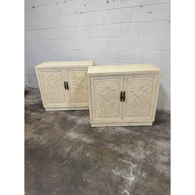Hollywood Regency Henredon Goatskin Cabinets - A Pair For Sale - Image 3 of 11