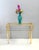 Postmodern Rectangular Gold Aluminum Console Table, 1980s For Sale - Image 3 of 15
