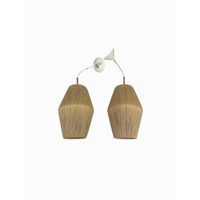 1960s Mid-Century Swedish Raffia Rope Pendant Lamps, 1960s, Set of 2 For Sale - Image 5 of 10