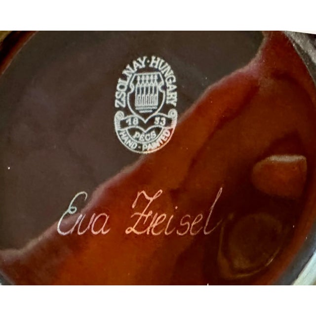 Ceramic 1999 Eva Zeisel Gunmetal Iridescent Gourd Form Jar With Red Stem Lid For Sale - Image 7 of 10