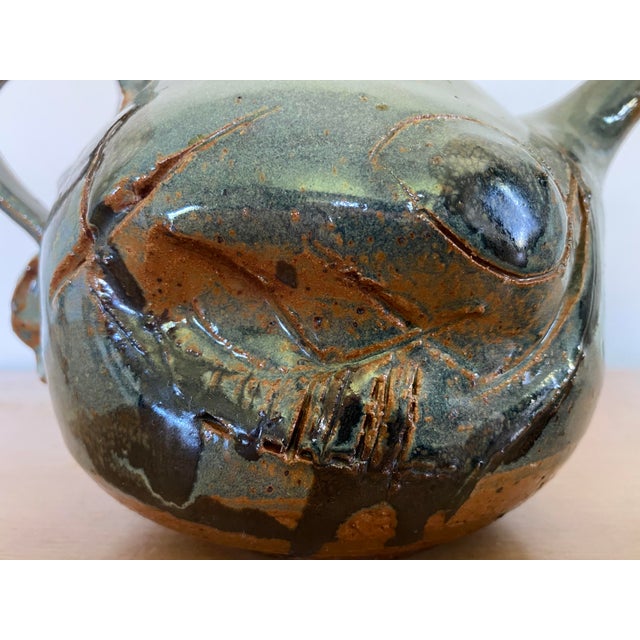 1960s Brutalist Studio Pottery Stoneware Teapot With Abstract Glazing by Laura Vaughn For Sale - Image 9 of 13