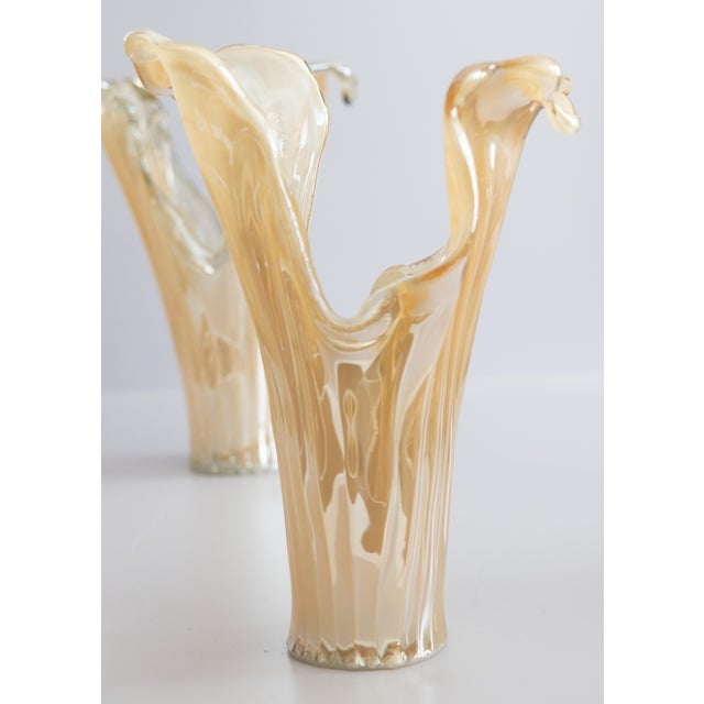 Large Mid-Century Italian Murano Art Glass Vases - A Pair For Sale In Houston - Image 6 of 9