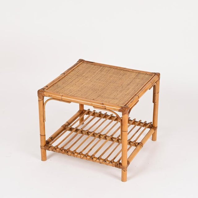 1970s Mid-Century Modern Italian Organic Coffee Table in Rattan and Wicker, 1970s For Sale - Image 5 of 13
