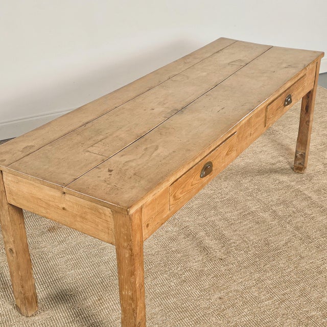 Late 19th Century Antique Pine Farmhouse Table With Two Drawers | Circa 1880 For Sale - Image 5 of 8
