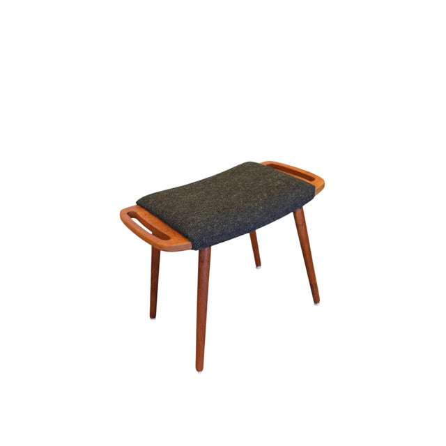 Vintage Danish Teak Stool with Shaped Handles, 1960s | Chairish