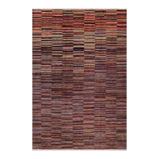 Abstract Rust/Blue High Low Wool Rug - 9'0'' X 11'10'' For Sale