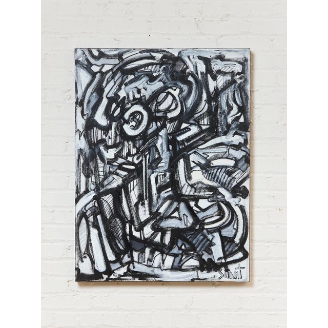 Black Late 20th Century Black and White Acrylic Abstract by Shant Beudjekian For Sale - Image 8 of 9