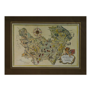 1960's French Vintage Mini Map, Bourgogne Jura Vosges