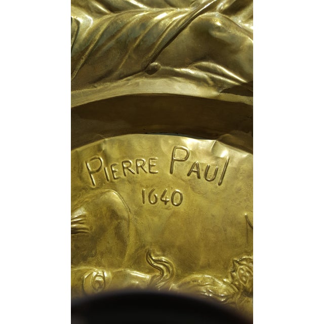 Art Nouveau Late 18th Century Antique Tribute to Pierre Paul Rubens Hand Hammered Brass Charger For Sale - Image 3 of 6