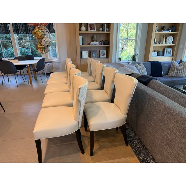 Custom Designed Crate & Barrel Two-Tone Upholstered Dining Chairs – Set of 10 For Sale - Image 11 of 17