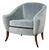 Art Deco Scroll Form Lounge Chair W/ Walnut Supports & Powder-Blue Velvet Mohair For Sale