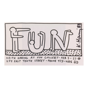 'At the Fun Gallery', Hand Signed by Keith Haring, 1983, Subway Drawings, New York, Pop Art