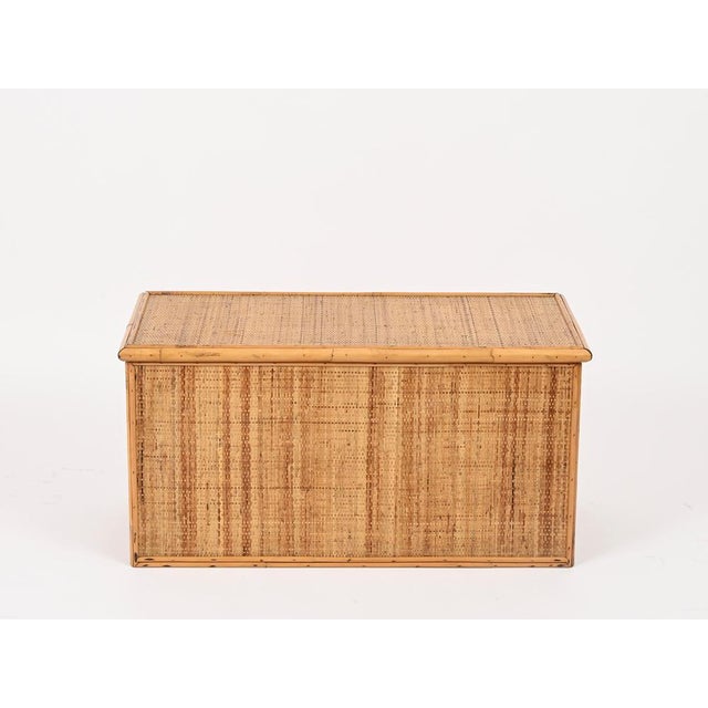 1970s French Riviera Storage Chest in Bamboo and Wicker, Italy, 1970 For Sale - Image 5 of 15
