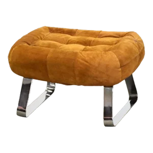 1960s Percival Lafer Suede and Chrome Ottoman