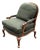 Brandywine Custom Calico Corner Upholstered Bergere Chair With Lattice Back For Sale