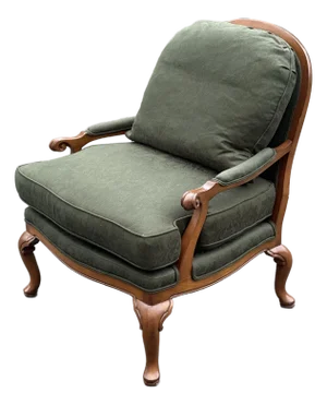 Brandywine Custom Calico Corner Upholstered Bergere Chair With Lattice Back