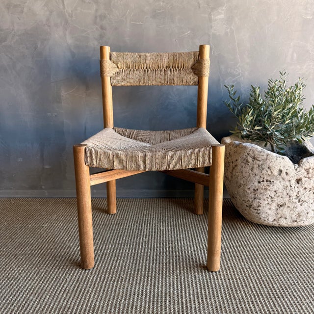 Indoor Outdoor Solid Teak Wood and Woven Twist Natural Rope Dining Chairs For Sale In Los Angeles - Image 6 of 12