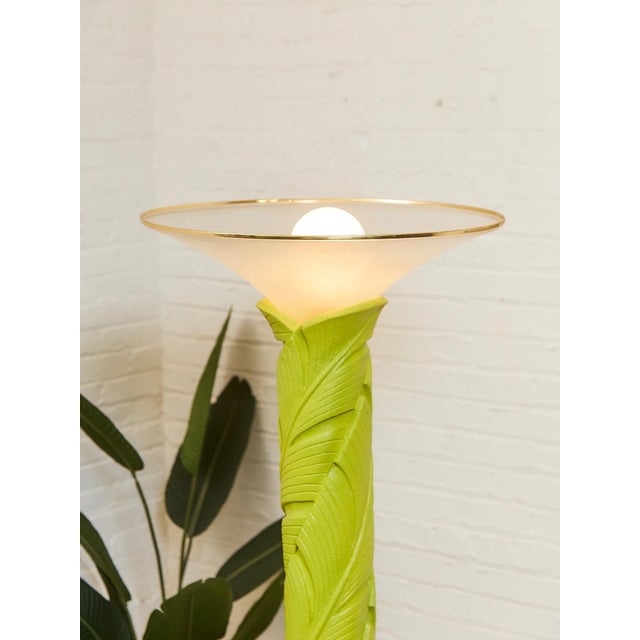 Ceramic Mid 20th Century Chartreuse Green Post Modern Floor Lamp For Sale - Image 7 of 8